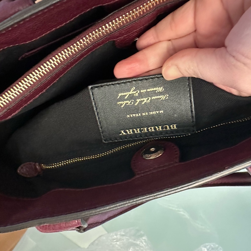 Burberry Deep Red Leather Tote - Picture 7 of 12